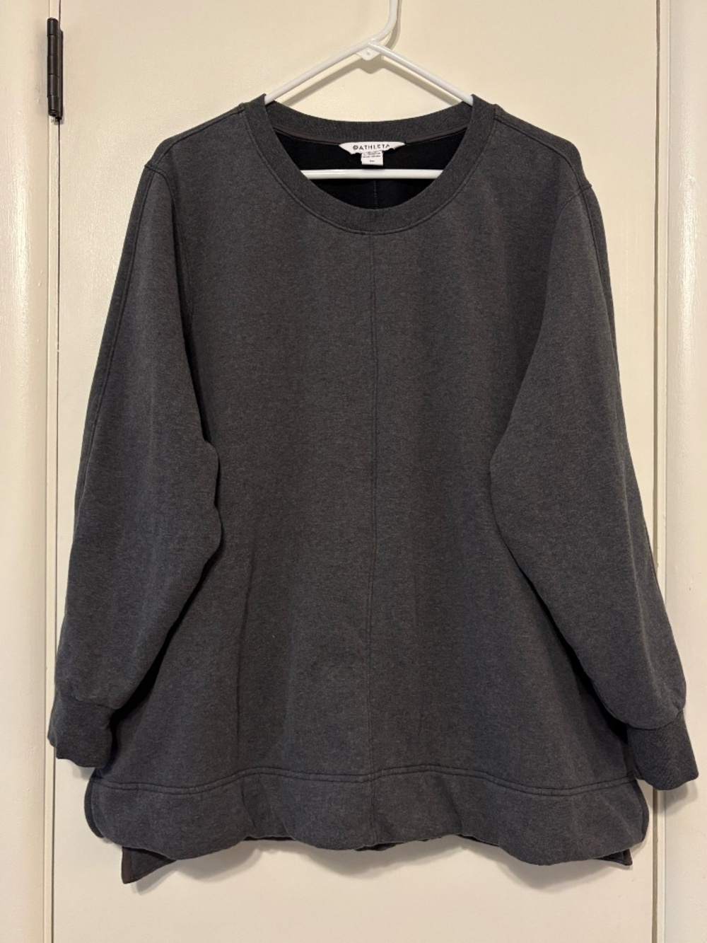 Athleta Women's Plus Retroplush Heather Crewneck Sweatshirt 2X Gray Pockets